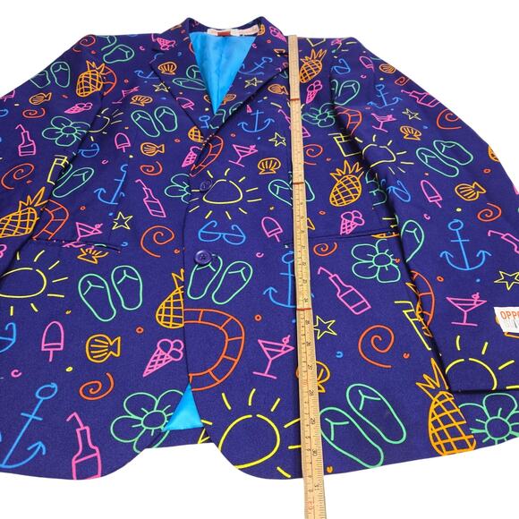 OppoSuits Mens US42 Beach Party Neon Print Blazer Jacket EU52 Summer Novelty AOP - Picture 7 of 16